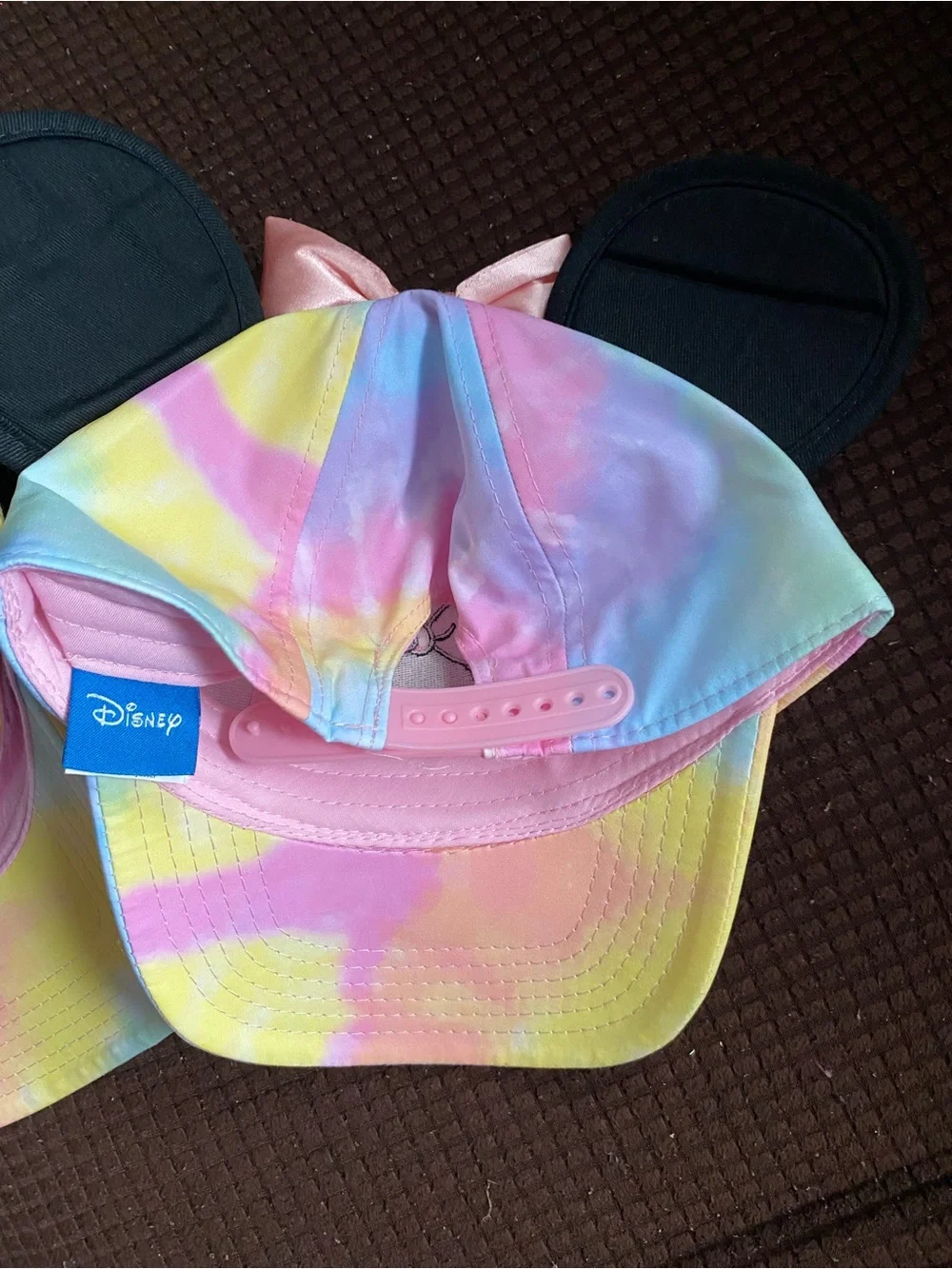 Kids Tie-Dye Minnie Ear Cap with Pink Bow - Pastel